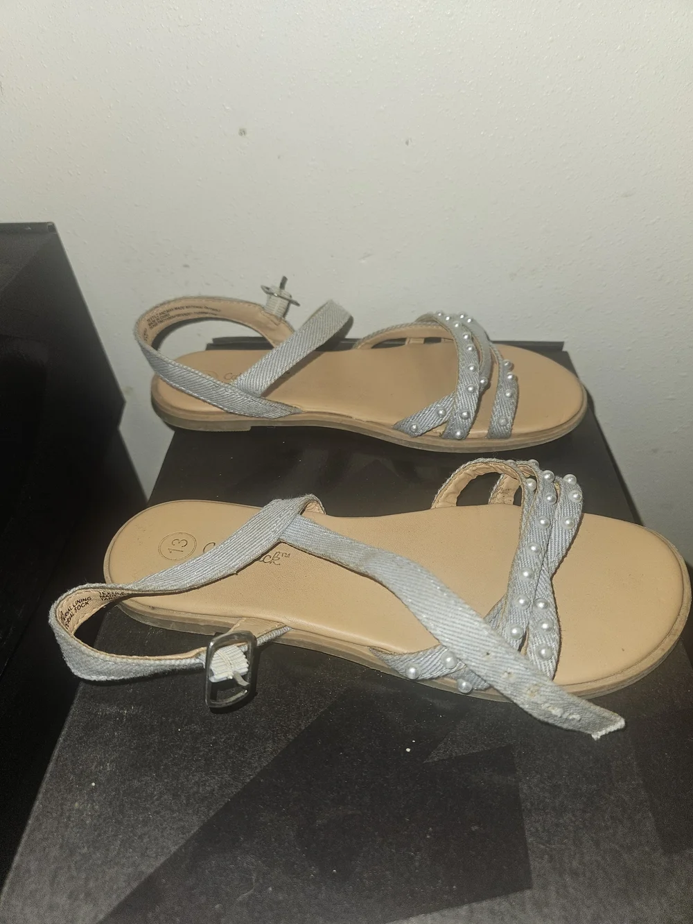 Cat & Jack Silver Pearl-Embellished Girls' Sandals